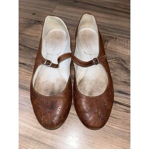 heschung womans leather shoe brown Size 6.5 Marry Jane Flat Comfort Shoes